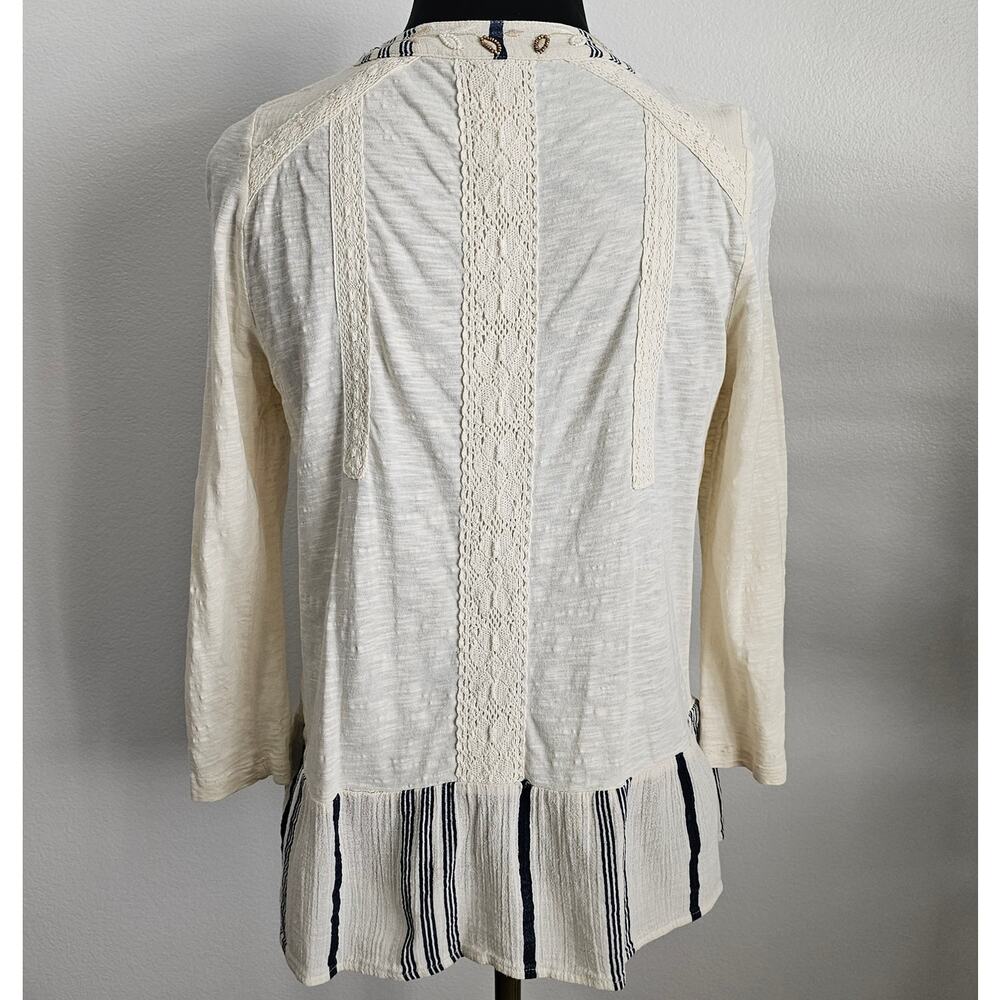 EUC Anthropologie C. Keer Spry Boundary Top Beaded Cotton Button Down Shirt S - Picture 3 of 10